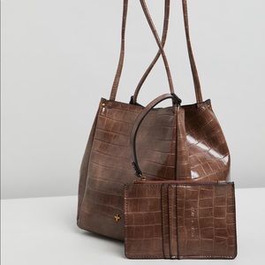 Peta and Jain brown croc shoulder bag